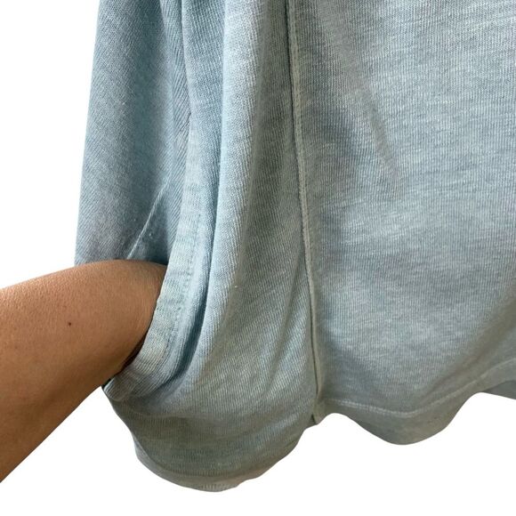 Poetry Hemp Organic Cotton Button-Up Cardigan Short Sleeve Pockets Blue Size 14 - Picture 4 of 10